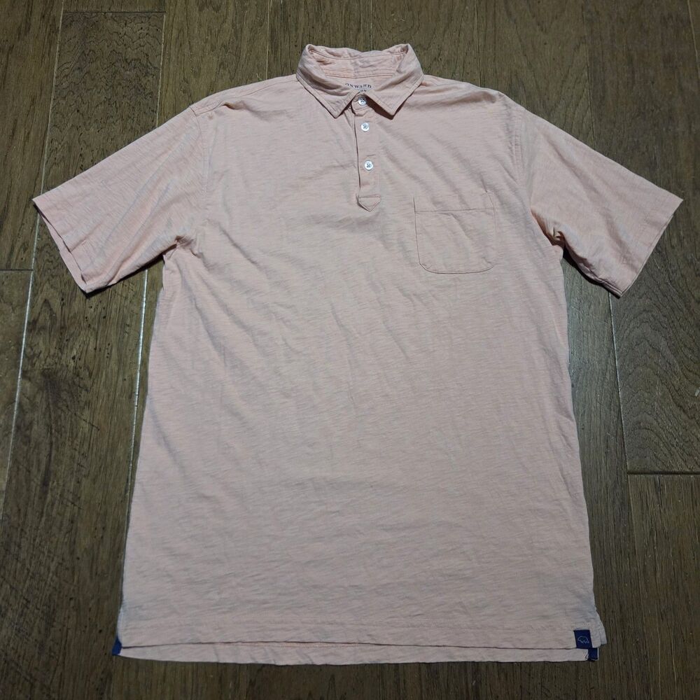 Onward Reserve Polo Shirt Mens Medium Peach Orange Short Sleeve Golf Performance